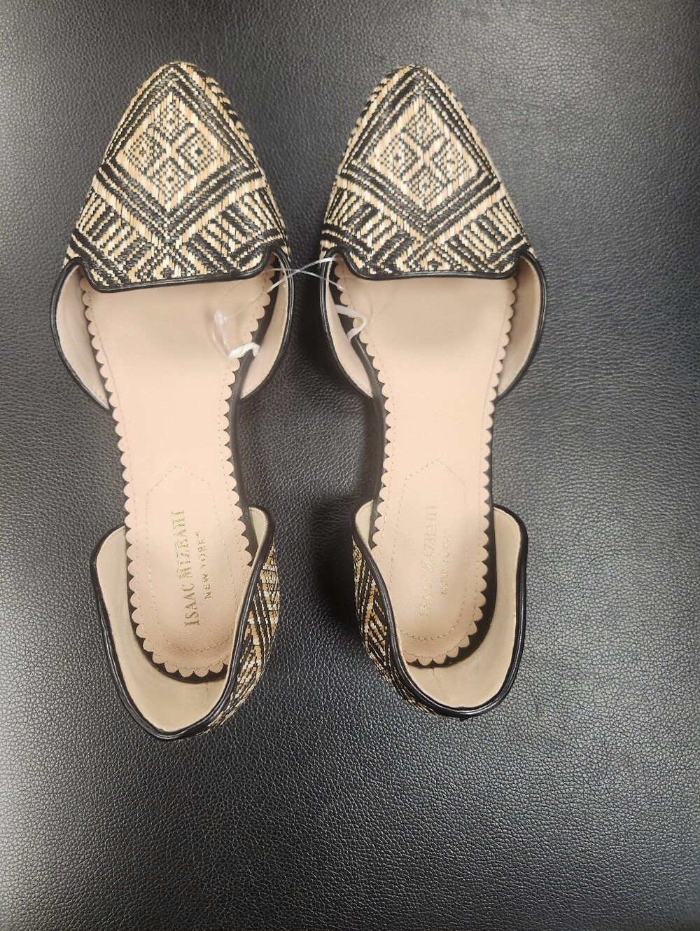 Isaac Mizrahi Black and Gold Braided Pointed D'Orsay Flats